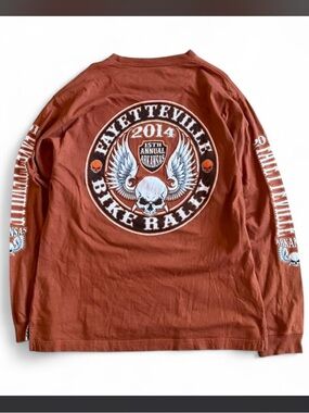 Fayetteville Bike Rally 2014 Graphic Long Sleeve Tee - Rust
